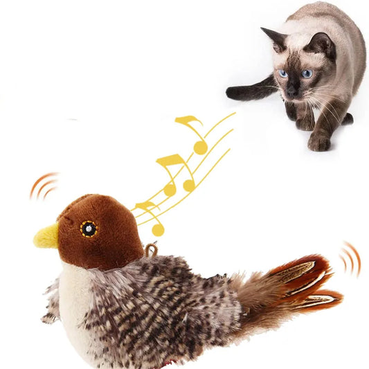 Interactive plush toy with wing flapping function for Cats